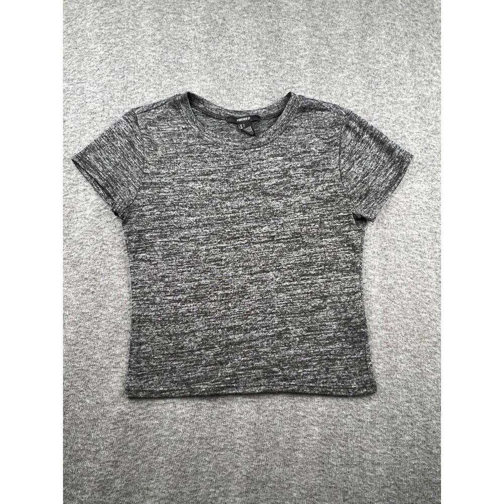 Forever 21 Stylish Short Sleeve Tee Gray Melange Size Small